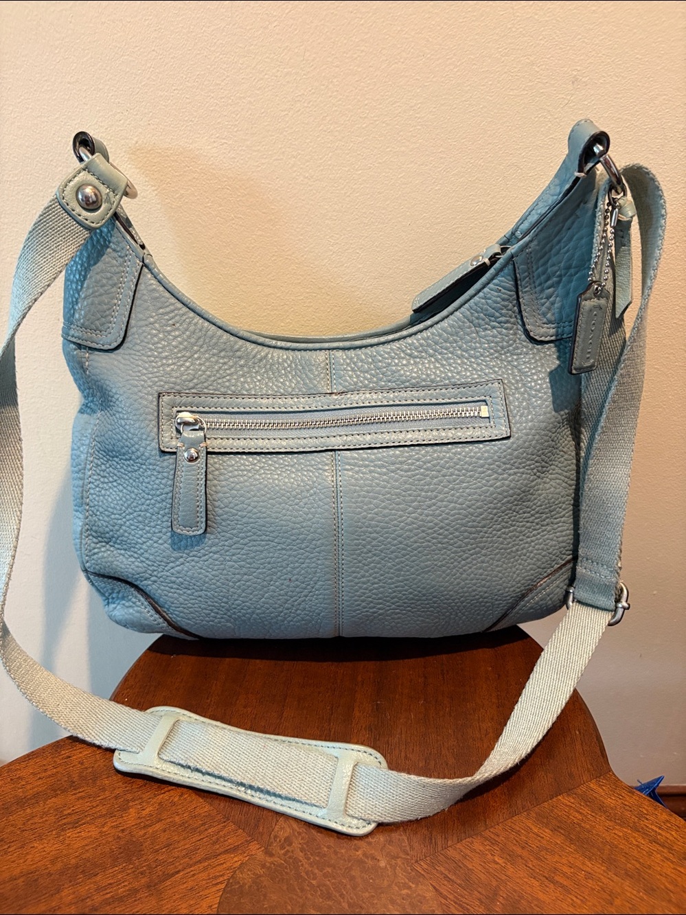 Coach shoulder bag Crossbody bag pebbled Leather icy mint green turn lock - Picture 8 of 17